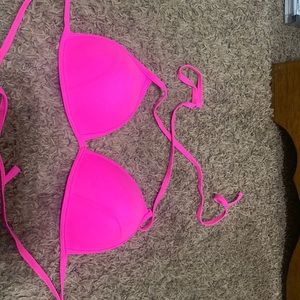 Bright pink bikini top